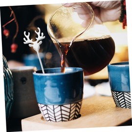 FUNOMOCYA 2 x Christmas Spoons, Mixing Spoons, Holiday Coffee Spoons, Christmas Dessert Spoons, Elk Spoons, Stirrers for Christmas Drinks, Cocktail Spoons, Tableware Spoons, Silver, Stainless Steel