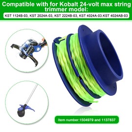 KLS124-03 Dual-line Spool 0.080'' 20Ft Compatible with Kobalt 24-Volt KST 2024A-03 KST1124B-03 Max Weed Wacker String Trimmer,Replacement for Kobalt Weed Eater String,8-Spool