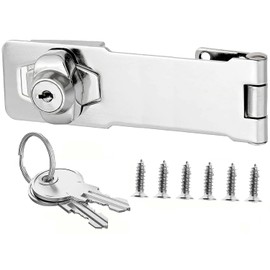 Litensh Hasp Lock Padlock Gate Latch Door Bolt Lock Drawer Cupboard Locks Twist Knob Keyed Locking for Cabinet Furniture Mailbox Closet with Aliked Keys,3 Inch
