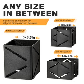 1 Pack Adjustable Post Sleeve for 4x4, 5x5, 6x4 to 6x6 Posts - Stainless Steel with Screws, Post Protector, Weather-Resistant for Mailbox, Deck, and Fence