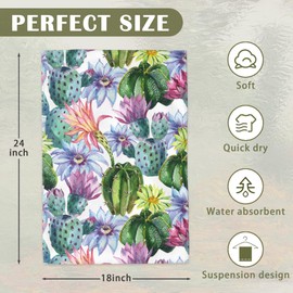 YESPOAK Hand Towels Set of 2, 18x 24 Inch Watercolour Cactus Flower Bathroom Towel Soft Absorbent Kitchen Hotel Spa Gym Towel Thanksgiving Decor Gifts