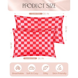 Miss Adola 2 Pack Mulberry Silk Pillowcase for Hair and Skin - Standard Size 26 x 20 Inches with Hidden Zipper PK Check 19 Momme Soft Sleeping Silk Pillow Case for Women, Moms