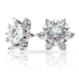 High-Grade Snowflake Ear Stud Women'S Fashion Moissanite S925 Sterling Silver Goods in StockColor: Silver, Design: Flower