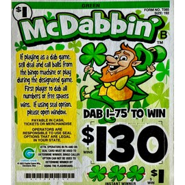 2 Bags of McDabbin $130 Bingo Pull Tab Event Game, All Tickets Playable