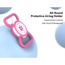 Airtag Dog Collar Holder, Durable & Lightweight Airtag Case, Slide-on Waterproof Protective Air Tag Holder for Dog Collar - for Dogs and Cats (Rose, Large)