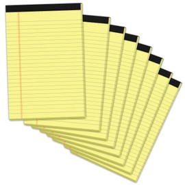 PINJINGPRO 8 Pack Yellow Legal Pads 5x8 Small Note Pads 240 Sheets Perforated Yellow Pads Paper Narrow Ruled Writing Pad 80gsm Premium Thick Paper College Ruled Legal Notepads for Students, Office, Business