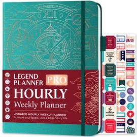 Legend Planner PRO Hourly Schedule - Weekly & Daily Organizer with Time Slots. Appointment Book Journal for Work & Personal, A4 (Viridian Green)