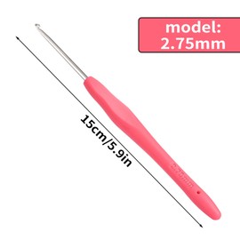 2.75mm Crochet Hook, Ergonomic Crochet Hooks with Soft Rubber Handle and Smooth Glide Head - Lightweight Aluminum Needles for Beginners, Arthritis, Yarn Projects, Long Crafting Sessions (2.75 mm)