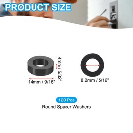 PATIKIL 120Pcs M8 ABS Spacers 5/16" ID x 9/16" OD x 5/32" L Plastic Round Spacer Washers Black Standoff Nut Unthreaded for M8 or 5/16 inch Screws Bolts Electrical Outlet