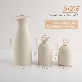 SOZOMO Juego de 3 Jarrones De Cerámica,Jarrones Decorativos,Floreros Ceramica Decorativos Modernos,Jarrón Clásico Flores,para Bodas,Fiestas,Oficinas o Decoraciones Familiares etc