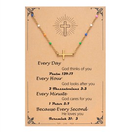 Dkodfi Every Day God Thinks of You Jewelry Cross Necklace Christian Jewelry, Christian Gifts for Women, Inspirational Religious Bible Gifts, Birthday Christmas Gift for Friends