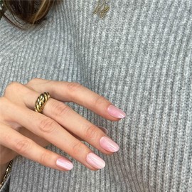 MOYOU LONDON Gel Press On Nails - Elegant Short Oval Shape, Long-lasting & Comfortable Soft Fake Nails with Glue, Reusable Natural Stick On Nails for Women, 32 Pcs in 16 Sizes