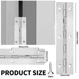 4 Pieces Piano Band Stainless Steel 12 cm Piano Hinge with 32 Pieces Screws Bar Hinge Piano Hinge Hinge Tape for Cabinet Doors Pianos Door