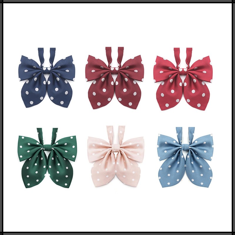 White Fang NC074 Women's Polka Dot Ribbon, Uniform, Students, Bowtie,
