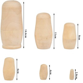 FOCCTS Wooden Nesting Dolls, Unpainted Russian Dolls, Set of 6 Russian Matryoshka Stacking Dolls Boys girls Toy Gift Decorations