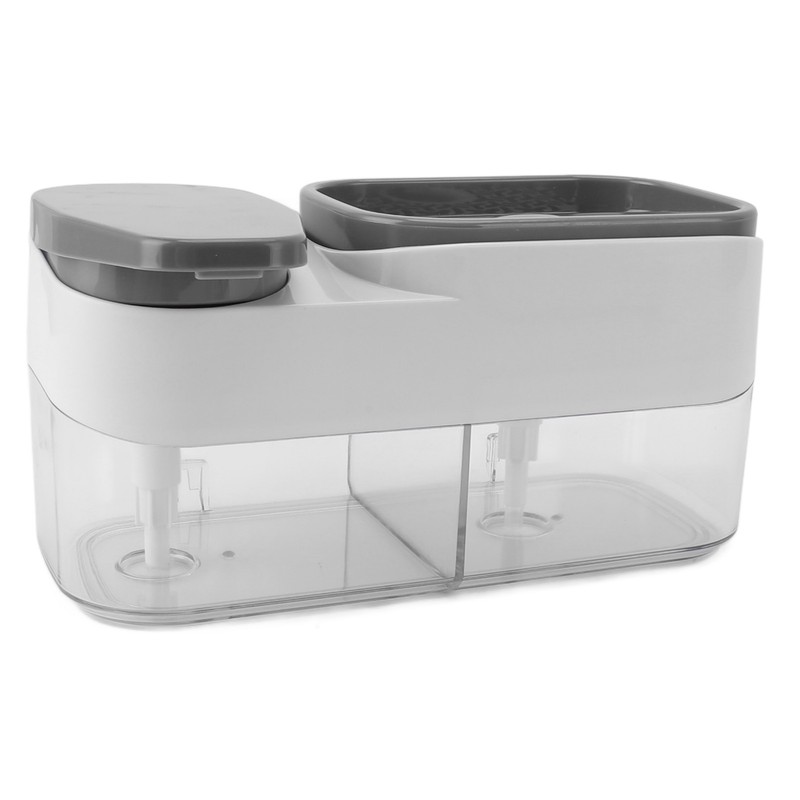 2 in 1 Kitchen Sink Dish Soap Dispenser Sponge Holder