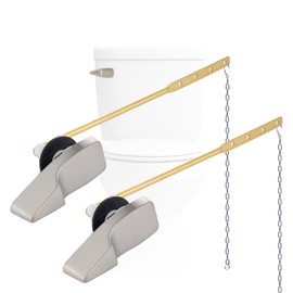 Hygie Rinse 2 Pack Universal Toilet Tank Flush Lever Replacement Compatible with American Standard Toilet, Front Mount Toilet Handle with Stainless Steel Flapper Chains (Brushed Nickel)