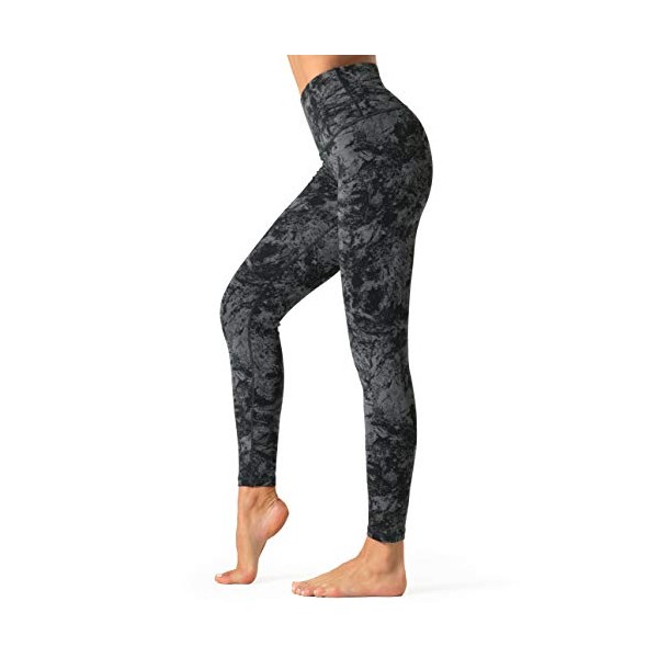 Dragon Fit Compression Yoga Pants with Inner Pockets in High Waist Athletic Pants Tummy Control Stretch Workout Yoga Legging (Medium, 2Grey Marble -2 Inner Pockets)