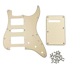 SHENGSUI HSS 11 Holes ST/Strat Electric Guitar Pickguard and BackPlate for Standard Strat Modern Style Guitar Part Aged White