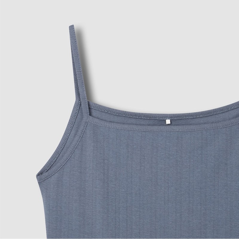 JAJU [JAJU] Yeo Pointelle Sleeveless Lounge T-Shirt_Blue Grey