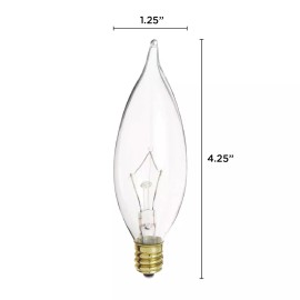 Satco S3866 7CA10 12V 7W CA10 Candelabra E12 Dimmable Decorative Light Clear