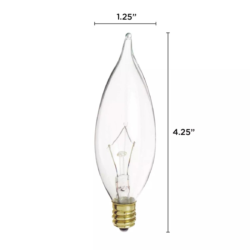 Satco S3866 7CA10 12V 7W CA10 Candelabra E12 Dimmable Decorative