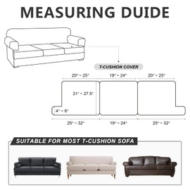 molasofa T-Cushion Sofa Seat Slipcovers Set, Couch Protector for Sectional, Armchair, Loveseat - Stretch Spandex Fabric (3 Cushion Sofa,Dark Gray)