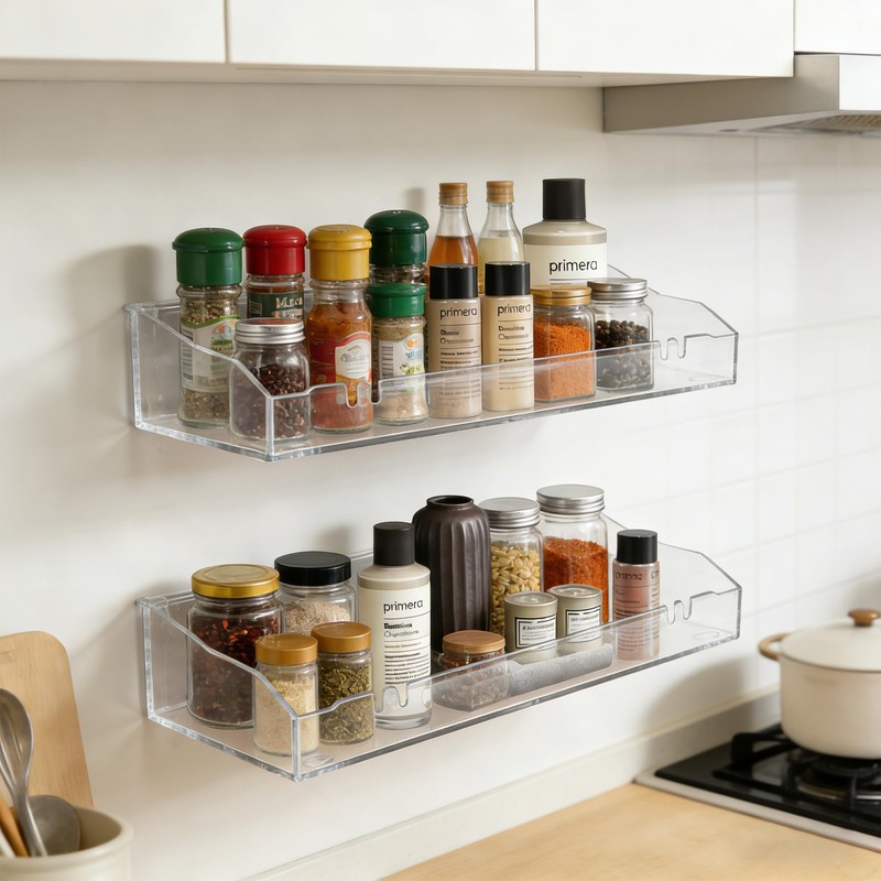 W WINTMING 2PCS Acrylic Shelves for Wall Clear Floating Shelf