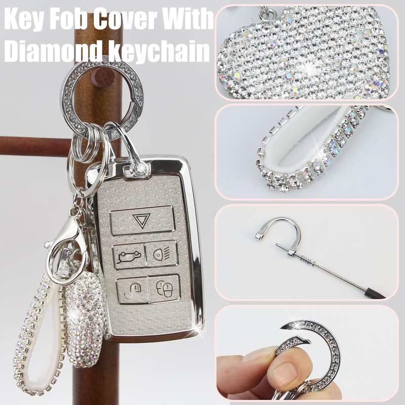 YIKECASE Key Fob Cover with Diamond Keychain Car Key Holder