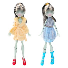 Barwa 4 Sets Doll Clothes for 11 Inch Monster Girl Doll Include Tube Top Pants Dress Coat Plush Bathrobe Fashion Outfits Casual Gifts for Children Girls Random Style(NO Doll)