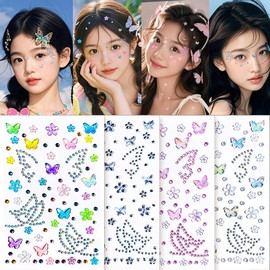 Eye Corners Face Jewels Bufferfly Bindi Rhinestone Festival Face Gems Tattoo Decorations Jewels Body Glitter Crystal Sticker Temporary Face Tattoo