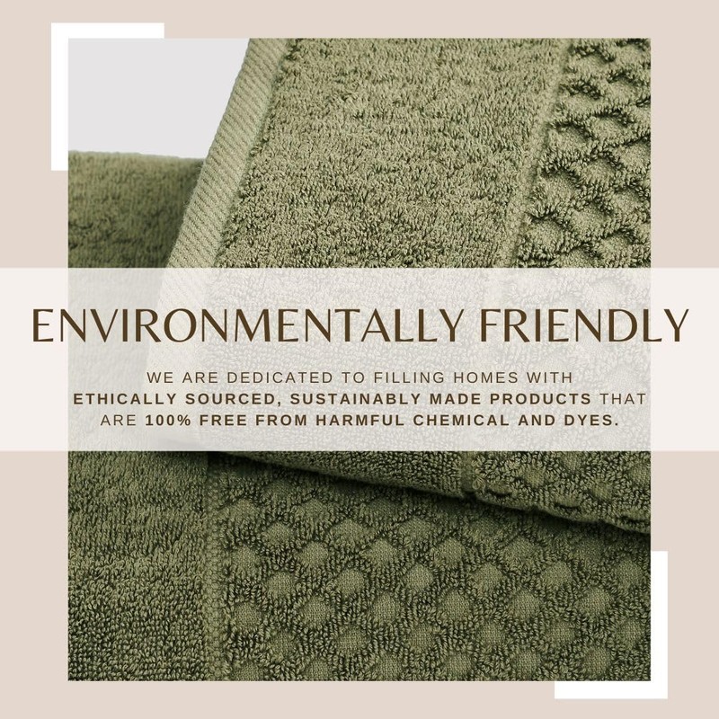 Green Bath Towels - 100% Cotton 4 Pack 54x27 Bath