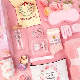 Birthday Gifts for Women, 13pc Rose Gift Basket for Women Birthday Unique, Spa Gifts Care Package Get Well Gifts for Women, Sister, Mom, Her Fantasy Box for Christmas, Mother's Day, Valentine's Day