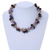 Avalaya Black Ceramic Bead & Purple/Natural Shell Composite Silver Tone