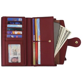 Travelambo Wallets Women RFID Large Capacity Luxury Waxed Leather Clutch Wallet Multi Card Organizer