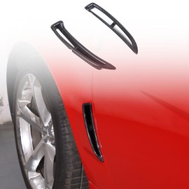 Carbon Fiber Car Fender Side Vents Cover Trim Compatible with Chevy Corvette C6 2005-2013, Air Flow Intake Hole Grille Spoiler Auto Exterior Accessories, C6 Accessories (Black)