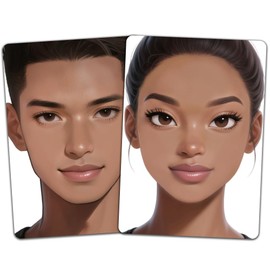 DELORIGIN 2Pcs Face Painting Practice Board A4 Reusable Makeup Paint Practice Boards Face Painting Exercise Template Stage Makeup Exercise Tool Supplies for Beginner(Dark Skin Women Men)