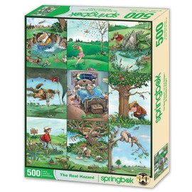 Springbok The Real Hazard 500 Piece Jigsaw Puzzle for Adults - Comical Golf Chaos in Cartoon Panels