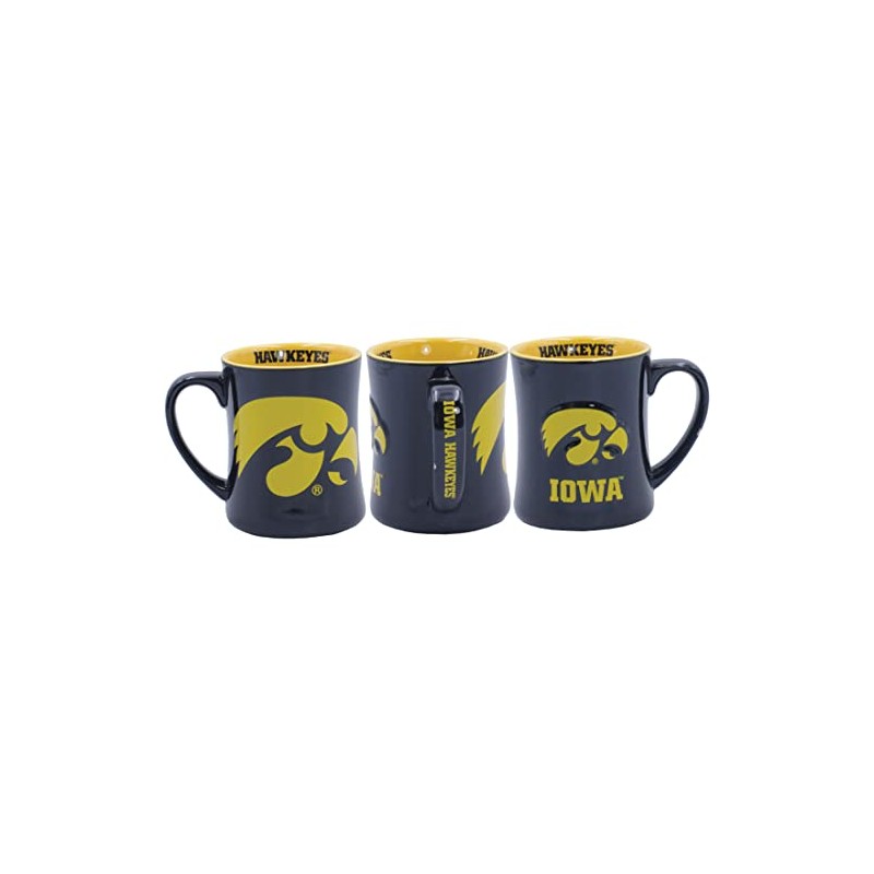 RFSJ Iowa Hawkeyes Ceramic 16 oz Relief (3D) Mug, Black