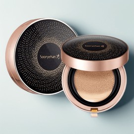Anjumain Sooryehan Black Ginseng Cushion Foundation 15g + Refill 15g + Puff 2p, No. 21, 1 set / 수려한 블랙 진생 쿠션 파운데이션 15g + 리필 15g + 퍼프 2p, 21호, 1세트