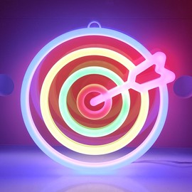 JYWJ Double Sided Neon Signs,USB or 3-AA Battery Powered Neon Light,LED Desktop Wall Decoration,Various Parties,Decoration Of Business Premises(Dartboard)
