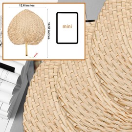 Blulu 10 Pack Wedding Fans Large Bamboo Hand Fan Natural Raffia Hand Fans Handmade for Guests Handheld Weaving Fan for Cooling Supplies Summer Farmhouse Wall Decor Wedding Party Favors