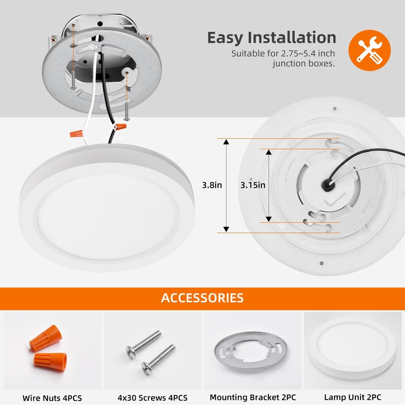 Hlite 7.5 Inch Flush Mount LED Ceiling Light with Night