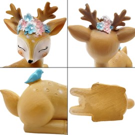 Spldsun Reindeer Decorative Figure Deer, Cute Series Figures, Elk Deer Figure, Simulation Deer Ornaments, Miniature 3D Bambi Animal Figures, Desktop Decorative Figure Craft