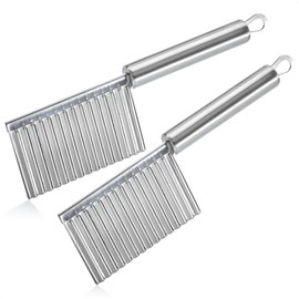 com-four® 2x Wellenschneider - Riffelmesser aus rostfreiem Edelstahl - Garniermesser mit Wellenschliff - Riffelschneider für Pommes - gezackter Gemüsehobel (silberfarben - 2 Stück)