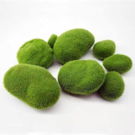 20Pcs Artificial Moss Rocks 3 Sizes Decorative Green Moss for Plants Decor Home Floral Arrangements Moss Covered Stones for Fairy Gardens and Crafting