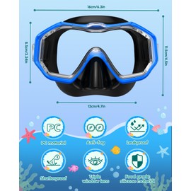 W WSTOO Kids Swim Goggles with Nose Cover,Snorkel Diving Swimming Mask for Youth 5-15,HD 3-Window Wide Vision Anti-Shattered Lens Anti-Fog&Leak