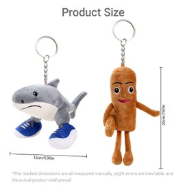 GWAWG 2 Piece Italian Brain Red Figures Plush Set, Cute Shark & Tung Tung Tung Sahur Keyring, Cuddly Toy Key Ring for Creative Play