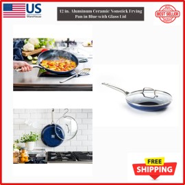 Branded Blue Diamond |CC002196-001| 12 in Aluminum Ceramic Nonstick Frying Pan,Glass Lid