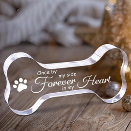 Yiqicomle Pet Memorial Ornament Acrylic Remembrance Gifts for Loss of Dog Cat Sympathy Gift Crystal Bone Shape Decor Memorial Gifts Keepsake for Dogs Puppy Cat